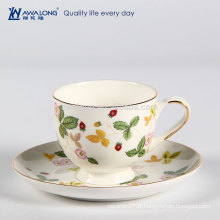 Good Transmittance Fine Porcelain Bone China Silicone Coffee Cup Holder et Saucer For Vending
